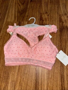 Jessica Simpson Pink Heart Bralette Set